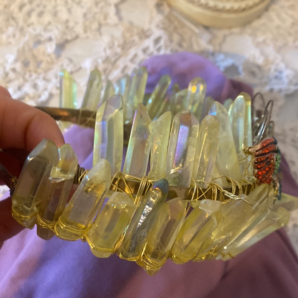 Mabon May Queen crystal crown with aurora aura flash Beltane Festival Stunning - Picture 6 of 8